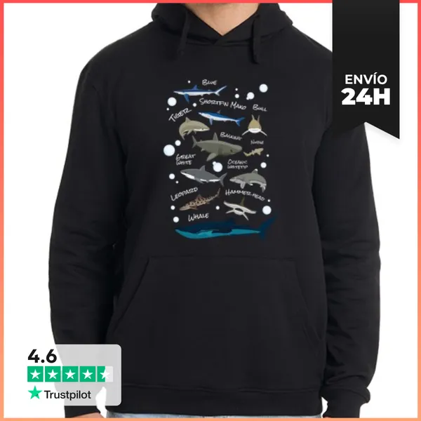 Sudadera Unisex Con Capucha Especie De Tiburon Pez Tiburon