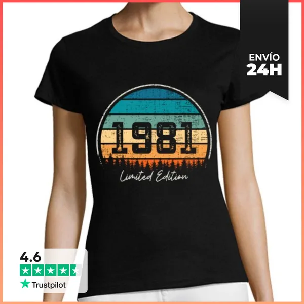 Camiseta Mujer Clásica Vintage 1981 Edición Limitada Retro