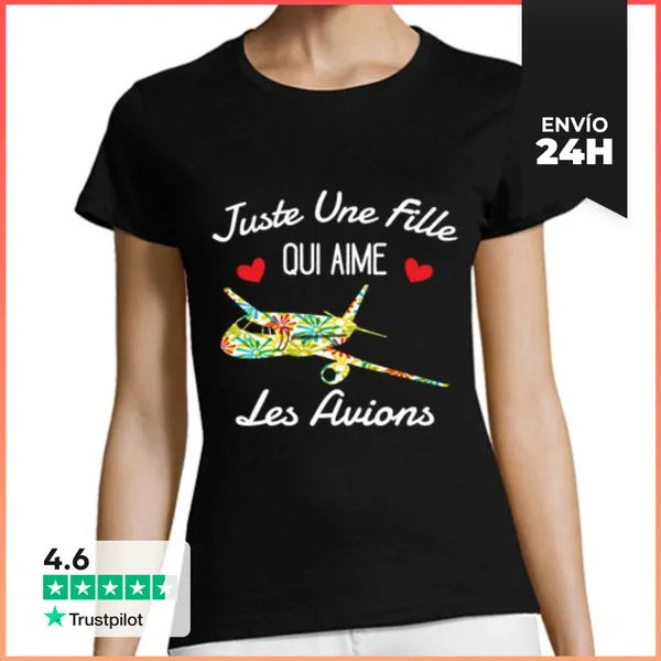 Camiseta Mujer Clásica Solo Una Chica Que Ama Los Aviones