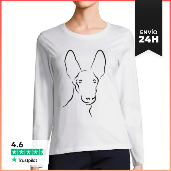 Camiseta Mujer Manga Larga Podenco Poco, Camiseta Mujer