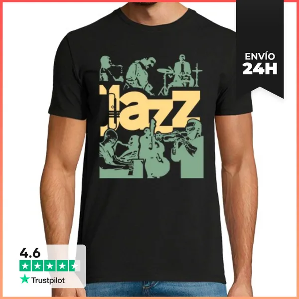 Camiseta Hombre Clásica Cartel De La Banda De Jazz Syle