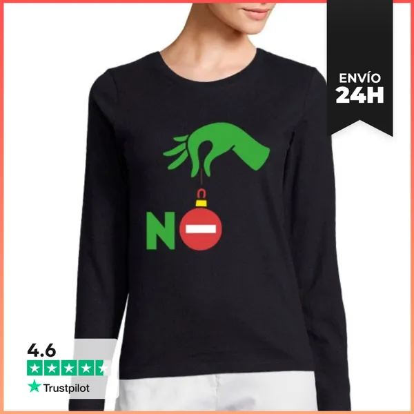 Camiseta Mujer Manga Larga GRINCH NO NAVIDAD LaTostadora