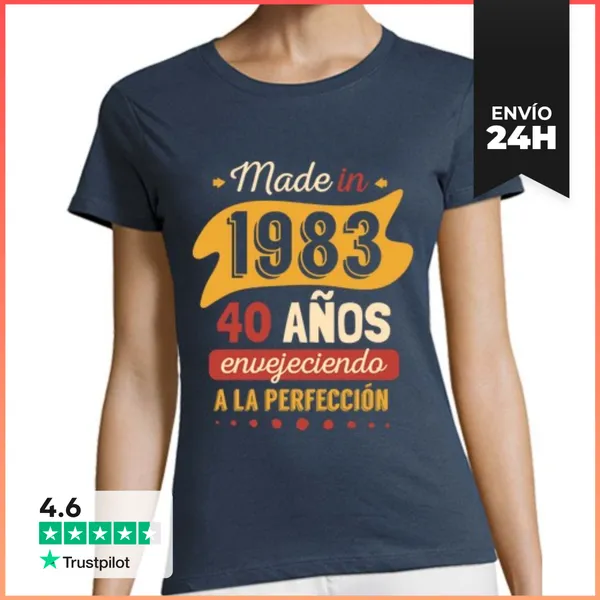 Camiseta Mujer Clásica 40 Años Envejeciendo A La Perfección