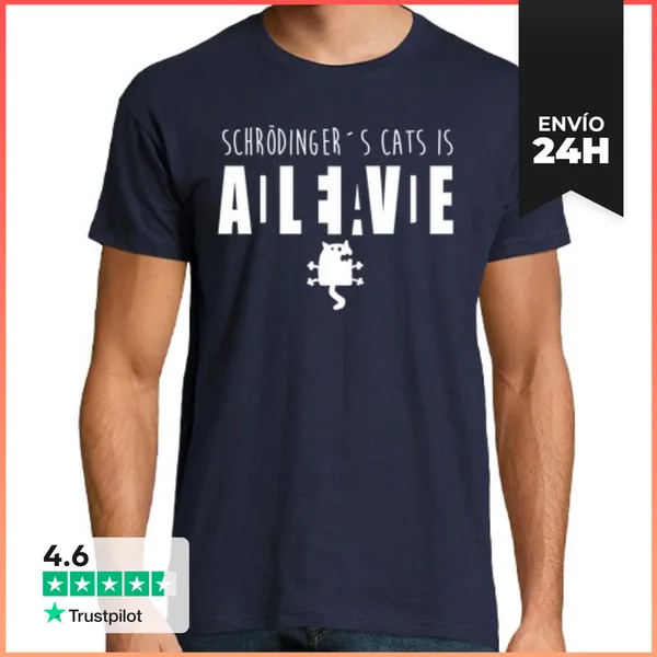 Camiseta Hombre Clásica Gato De Schrodinger Blanco LaTostadora