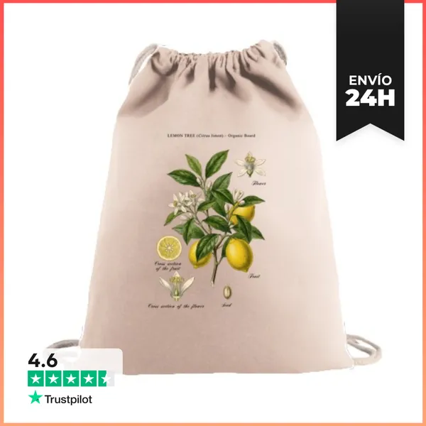 Mochila Saco Con Cuerdas Estudio Botánico De Limonero Vintage