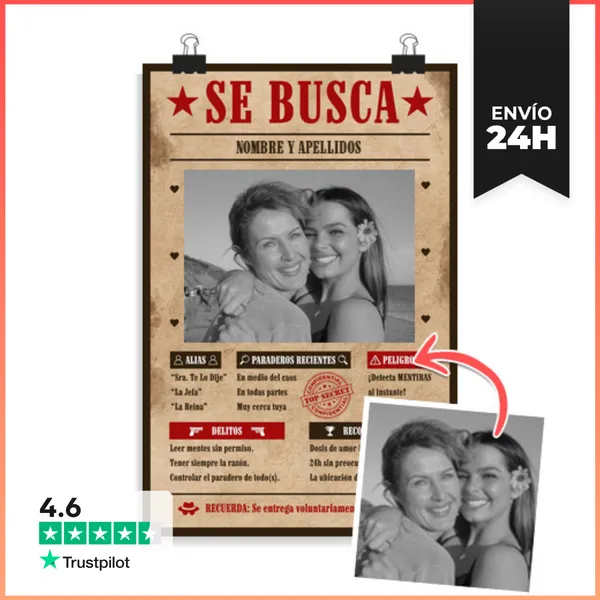 Póster Vertical Cartel Se Busca Mamá - Regalo Día De La Madre -