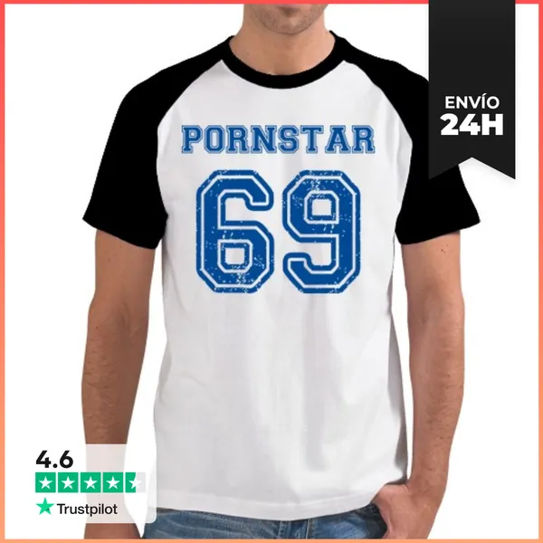 Camiseta Hombre, Estilo Béisbol Pornstar 69 LaTostadora