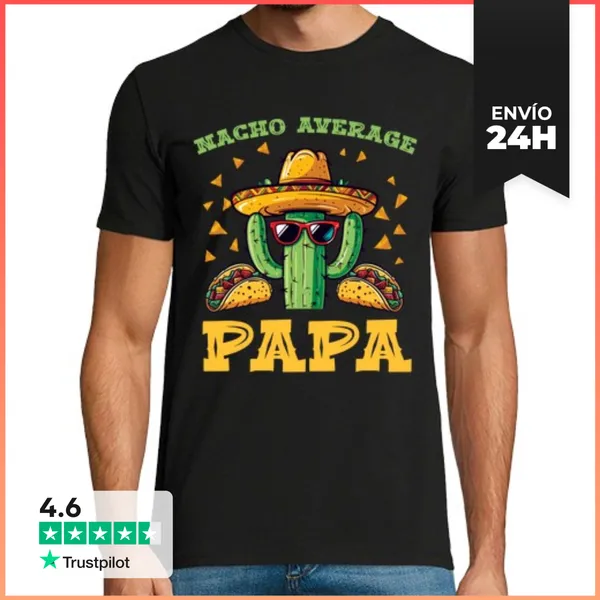 Camiseta Hombre Clásica Papá Taco Cactus Divertido No Es Un