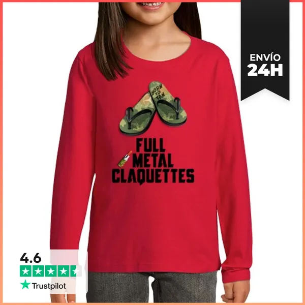Camiseta Manga Larga Para Niños Metal Completo LaTostadora