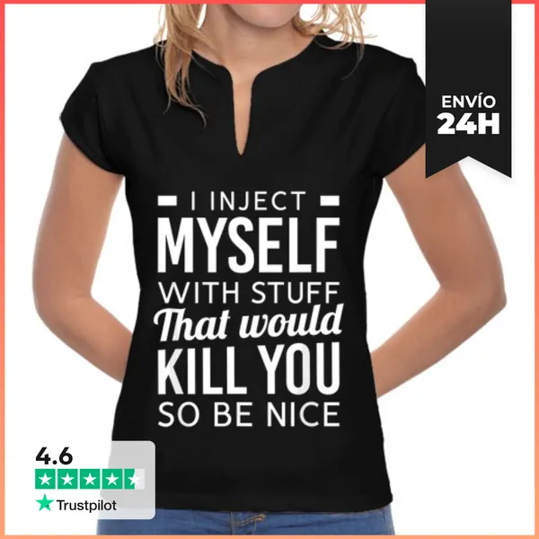 Camiseta Mujer Cuello Mao Me Inyecto Cosas Tipo 1 Divertidas