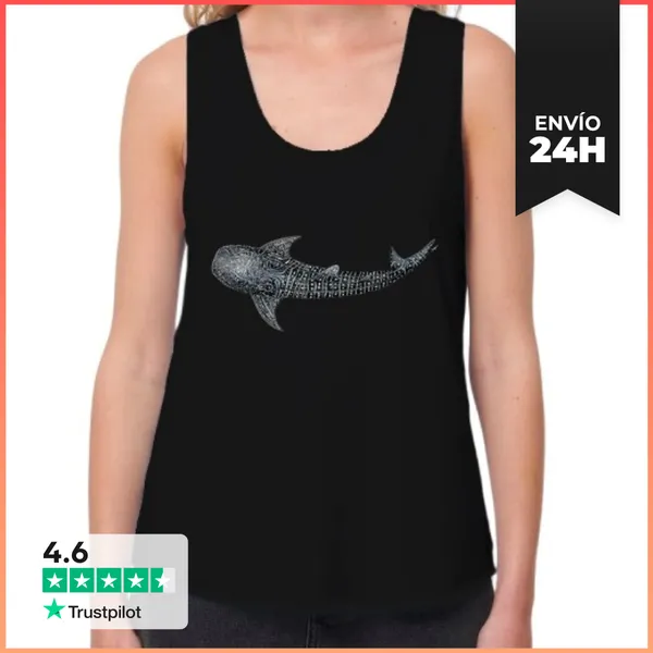 Camiseta Mujer Sin Mangas, Loose Fit Tiburón Ballena Para