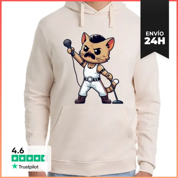 Sudadera Unisex Con Capucha GATITO FREDDIE MERCURY QUEEN