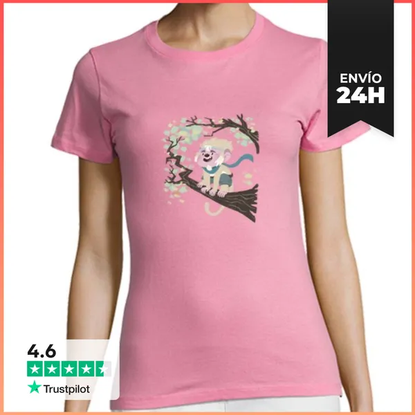 Camiseta Mujer Clásica Mono Blanco LaTostadora