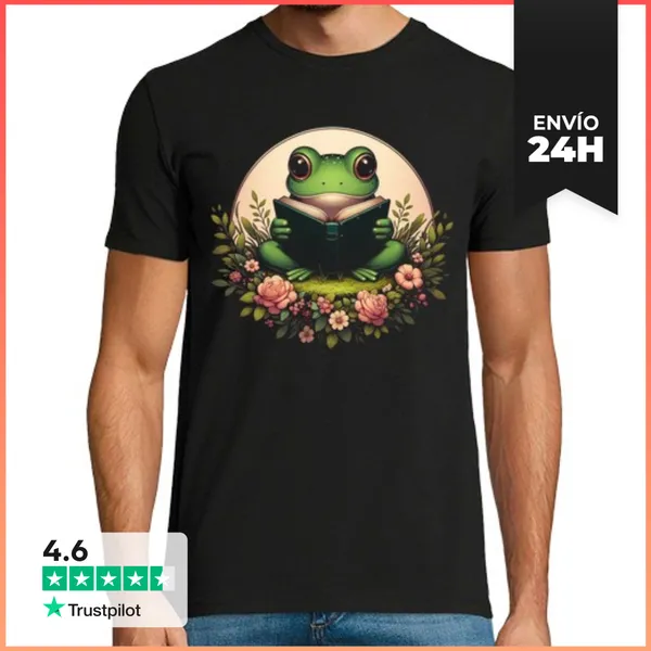 Camiseta Hombre Clásica Estética De Libro De Lectura De Ranas C