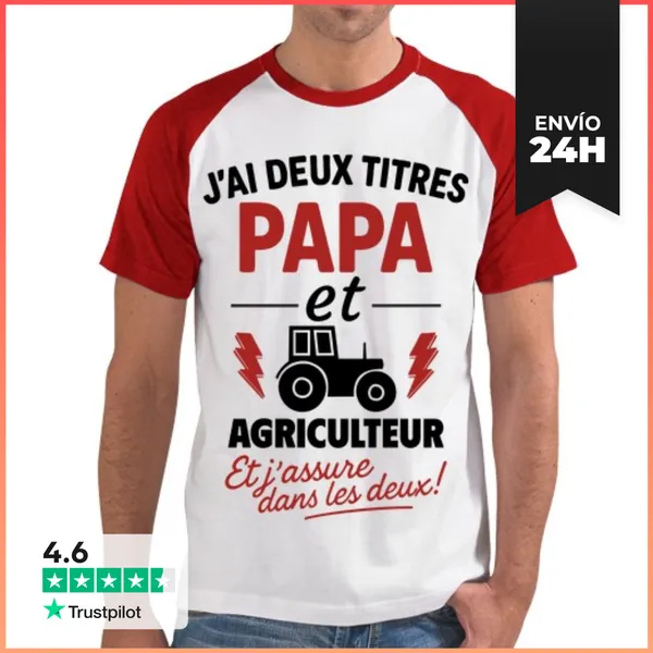 Camiseta Hombre, Estilo Béisbol Papá Y Agricultor Idea De Regalo