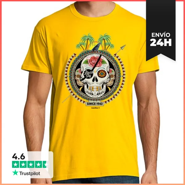 Camiseta Hombre Clásica Hombre, Manga Corta, Amarillo Mostaza,