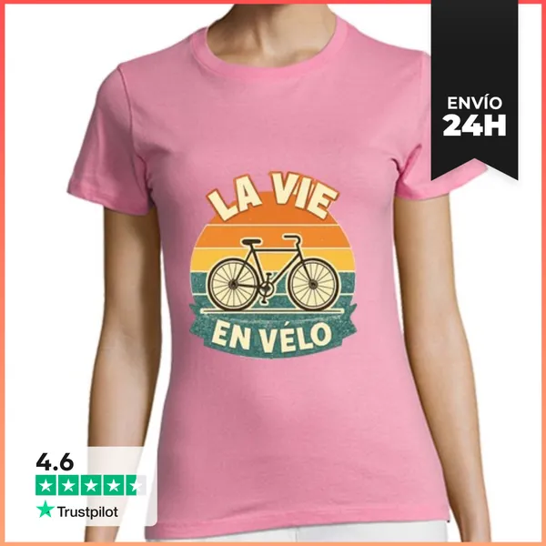 Camiseta Mujer Clásica Camiseta Retro La Vida En Bicicleta El