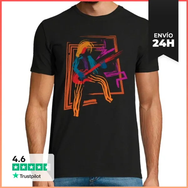 Camiseta Hombre Clásica Músico Guitarrista De Hard Rock