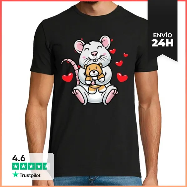 Camiseta Hombre Clásica Kawaii Rata Animal De Peluche Roedor Ra