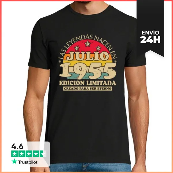Camiseta Hombre Clásica Julio 1955 Vintage Regalo Cumpleaños