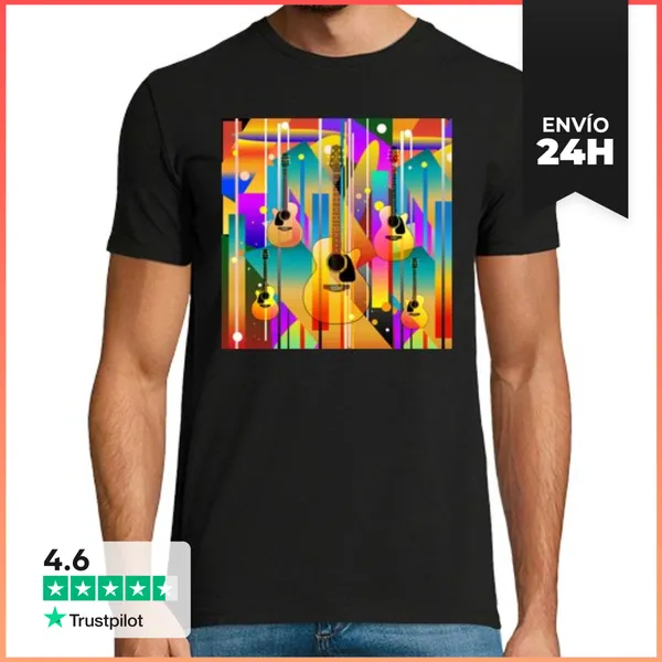 Camiseta Hombre Clásica Guitarra Geométrica LaTostadora