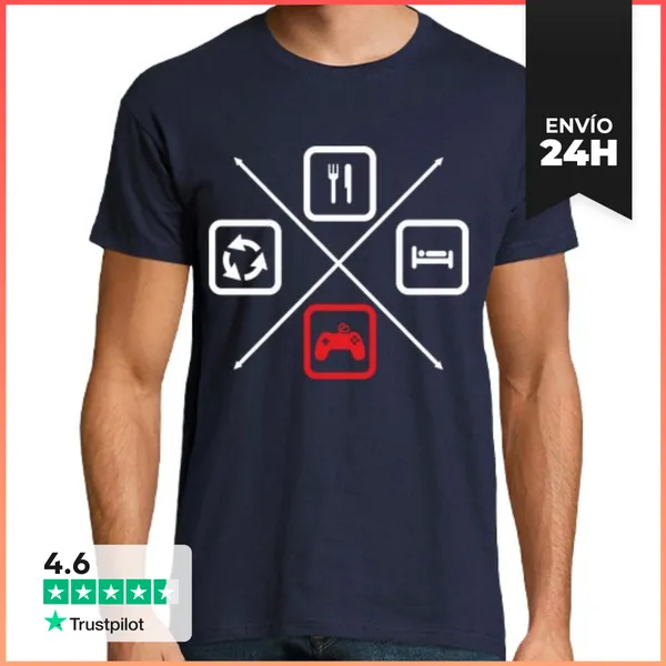 Camiseta Hombre Clásica Jugador Friki Ciclo De Vida Del Juego
