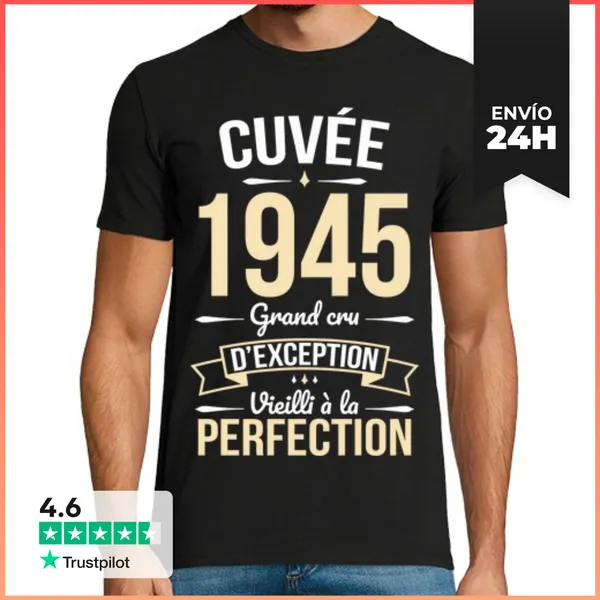 Camiseta Hombre Clásica Cumpleaños 80 Años 1945 LaTostadora