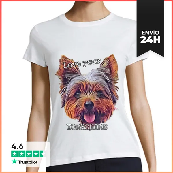 Camiseta Mujer Clásica Yorkshire Blanco LaTostadora