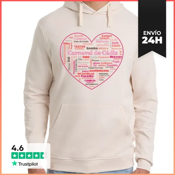 Sudadera Unisex Con Capucha Corazón De Carnaval LaTostadora