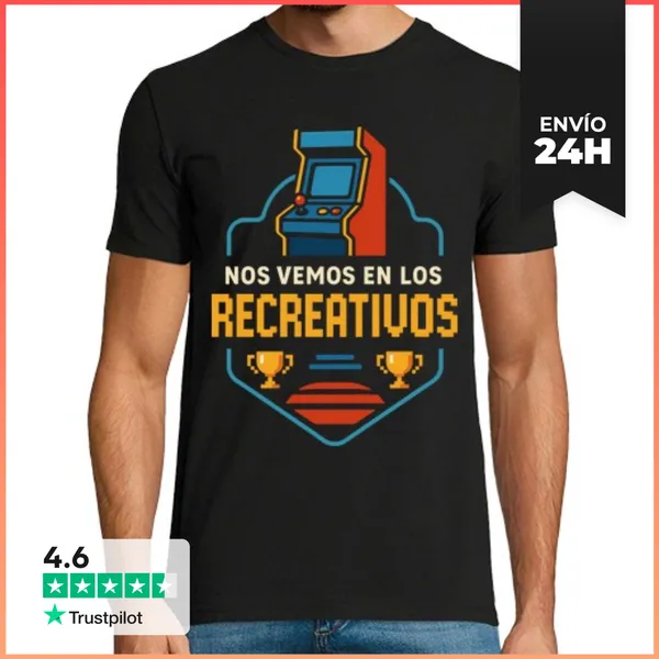 Camiseta Hombre Clásica Nos Vemos En Los Recreativos Arcade