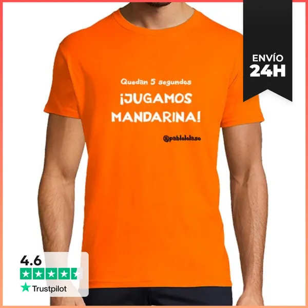 Camiseta Hombre Clásica LOLASO JUGAMOS MANDARINA Chico Naranja