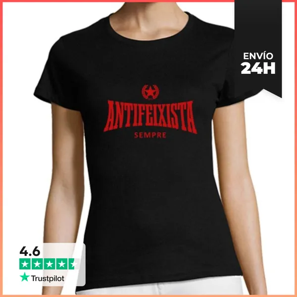 Camiseta Mujer Clásica Samarreta Negra M - Antifeixista Verm. 2.0