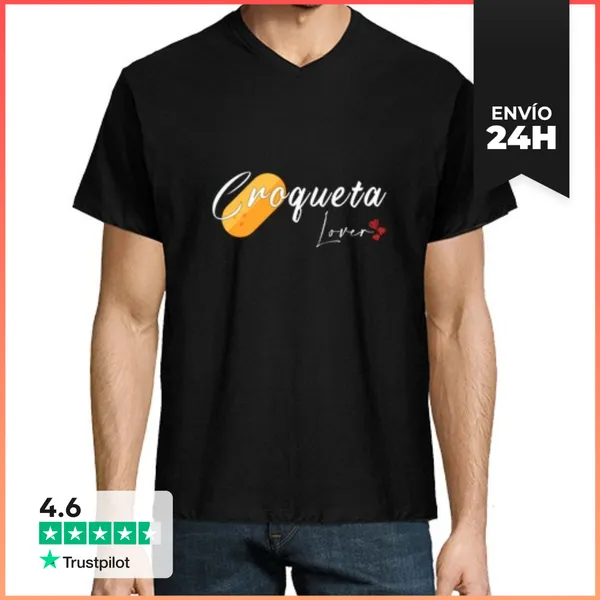 Camiseta Hombre, Cuello Pico Croqueta Lover LaTostadora
