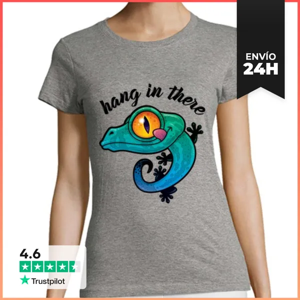 Camiseta Mujer Clásica Colgar Allí Gecko Colorido LaTostadora