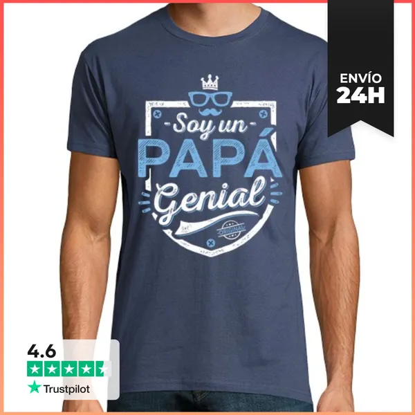 Camiseta Hombre Clásica Escudo De Papá Genial LaTostadora