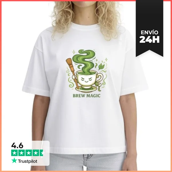 Camiseta Mujer Boxy Taza De Té Matcha Mágica De Brew LaTostadora