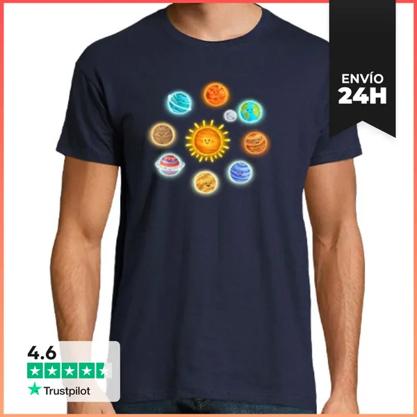 Camiseta Hombre Clásica Planetas LaTostadora