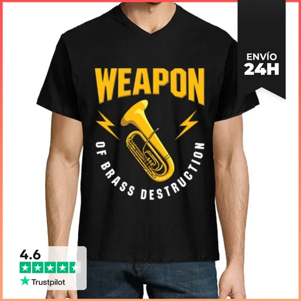 Camiseta Hombre, Cuello Pico Instrumento Musical De Tuba Para