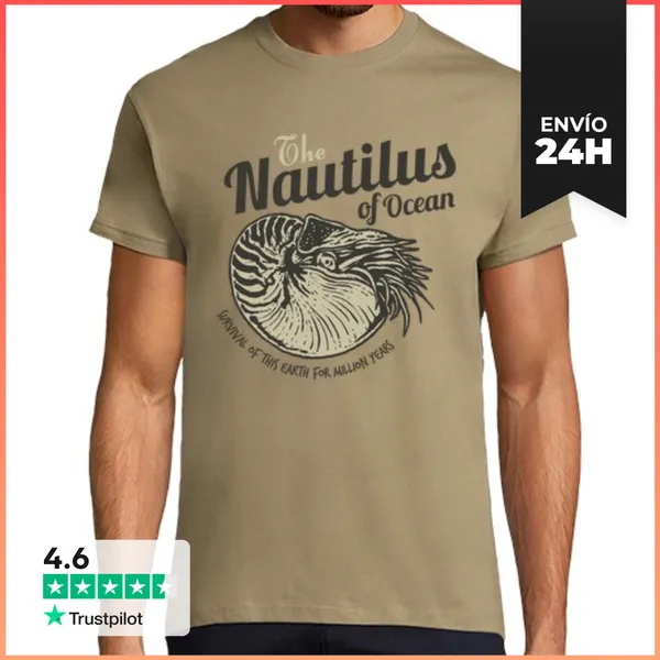 Camiseta Hombre Clásica Camiseta Molusco Cefalópodo Nautilus