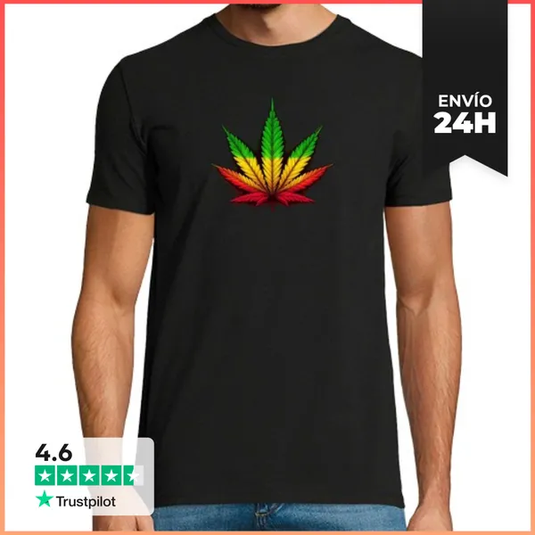Camiseta Hombre Clásica Marijuana Tricolor LaTostadora