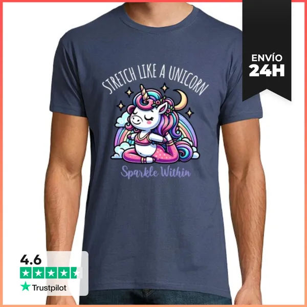Camiseta Hombre Clásica Lindo Unicornio Haciendo Yoga LaTostadora