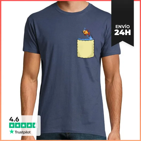 Camiseta Hombre Clásica Serie Pocket Bolsillo Pez LaTostadora