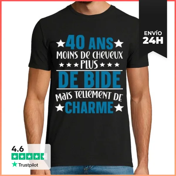 Camiseta Hombre Clásica 40 Años Menos Pelo Mas Barriga Pero Muc