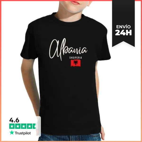 Camiseta Clásica Para Niños Orgullo Albanés, Diseño Minimalista