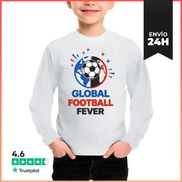 Camiseta Manga Larga Para Niños Fiebre Global Del Fútbol