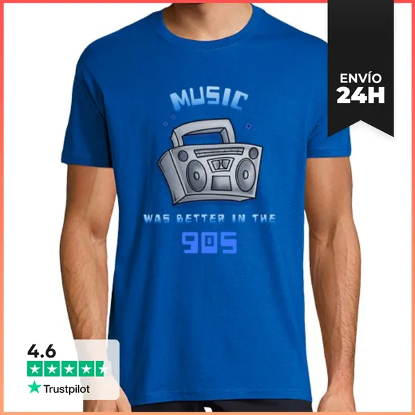 Camiseta Hombre Clásica La Música Era Mejor Grabadora Retro De