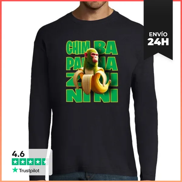 Camiseta Hombre Manga Larga Chimpanzini Bananini LaTostadora