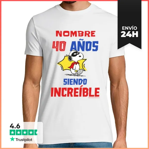 Camiseta Hombre Clásica Snoopy 40 Años Siendo Increible