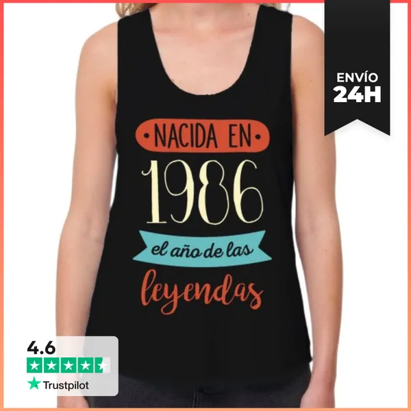 Camiseta Mujer Sin Mangas, Loose Fit 1986, El Año De Las
