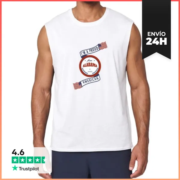 Camiseta Sin Mangas Insignia Del Estado De Alabama Orgulloso
